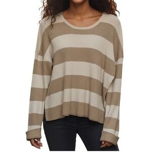 By Together Collection Tan & White Ribbed Cuff Sleeve Sweater Size Medium